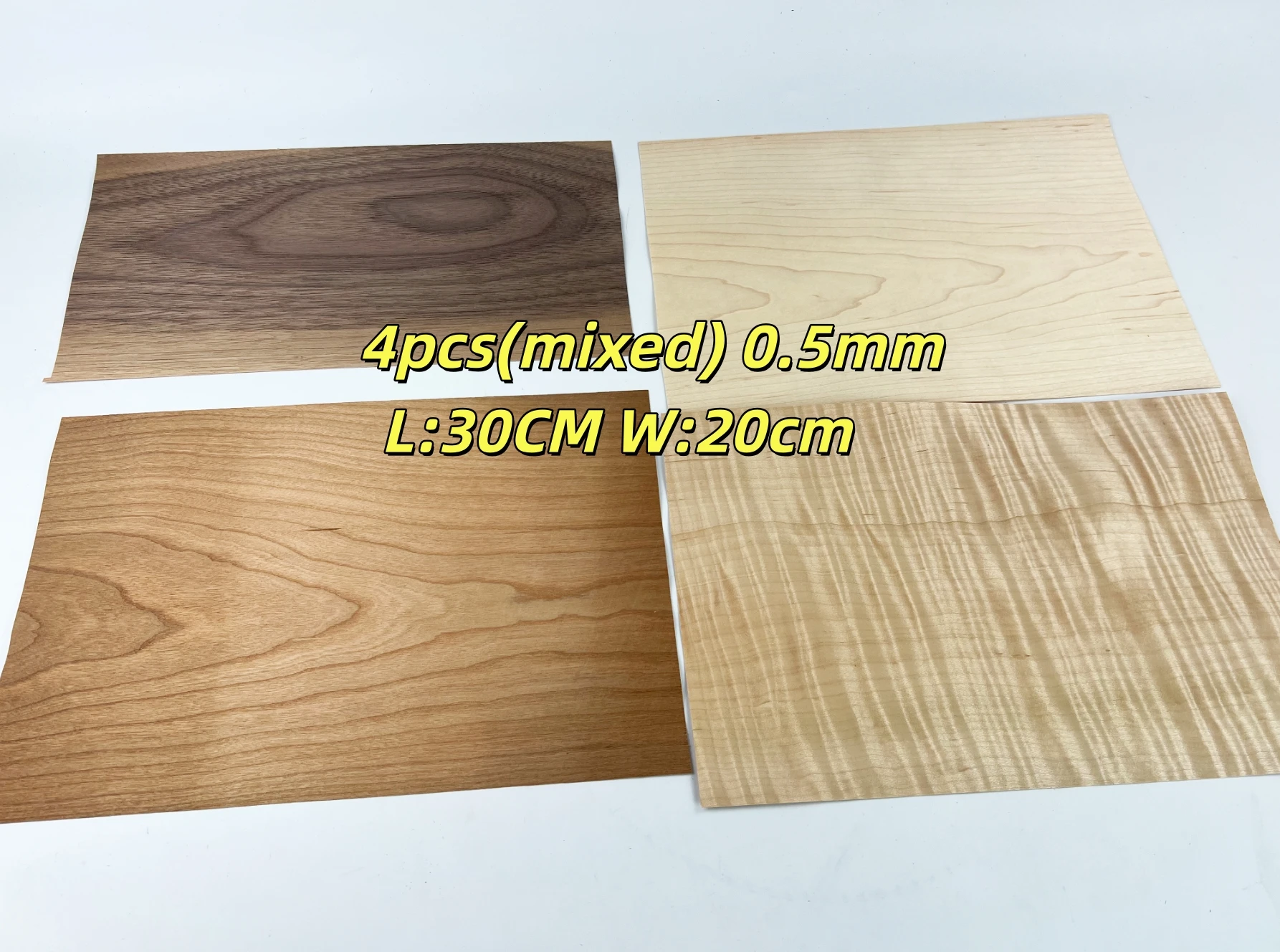 4pcs/set Natural Maple Burl Wood Veneer Guitar Decorative Marquetry Veneer Painting Material
