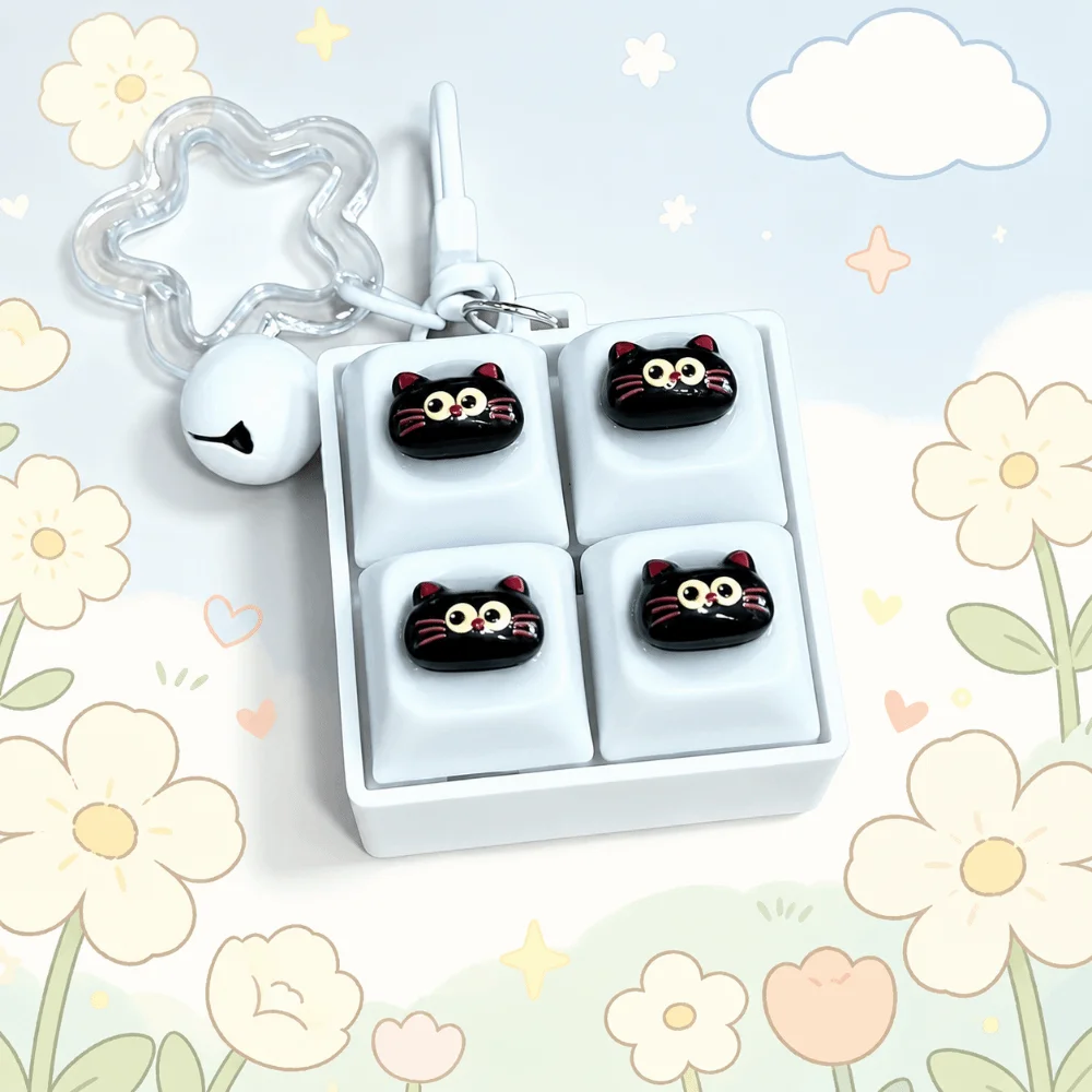 2/3/4-Key Layout Animal Mini Keyboard Fidget Clickable Buttons Compact Size Interactive Keyboard Animal Stress Relief Keychain
