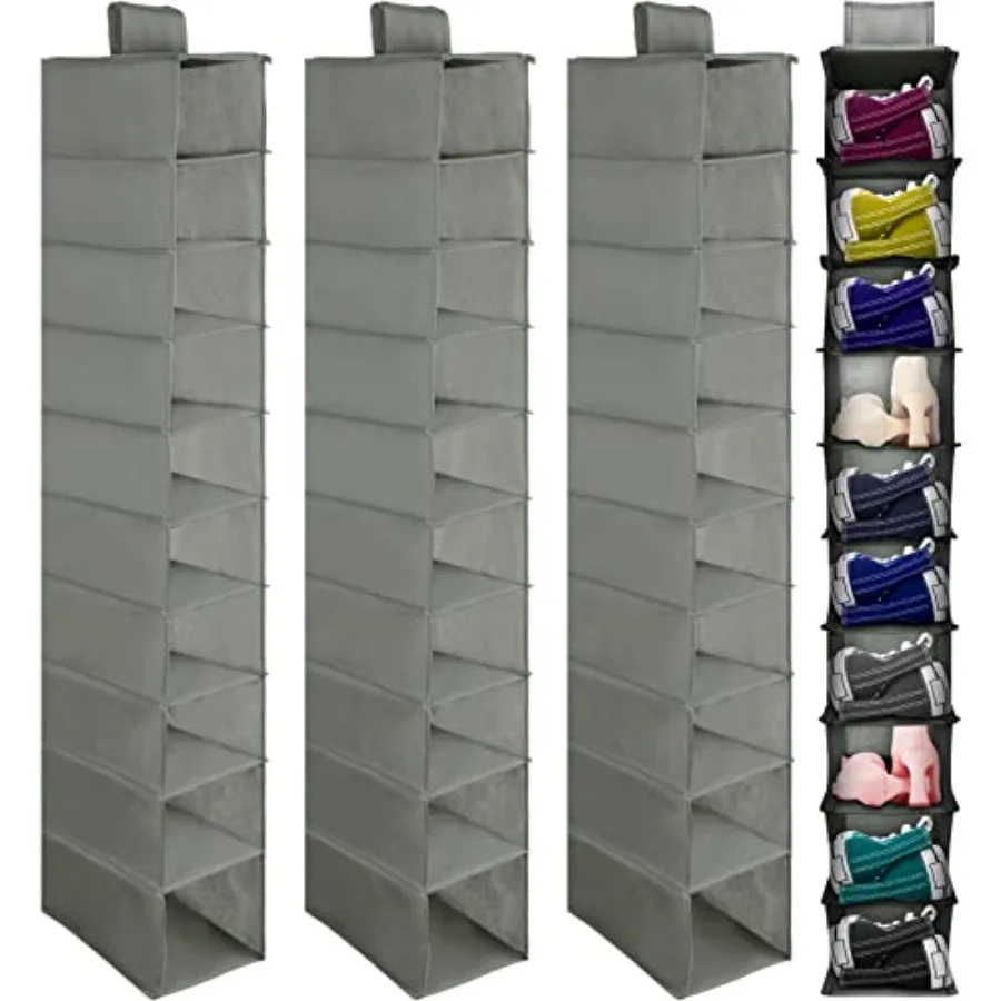 

4 Pack Hanging Shoe Shelves 10 Shelf Hanging Shoe Organizer Holder for Hats Purses Handbags Closet Space Saving