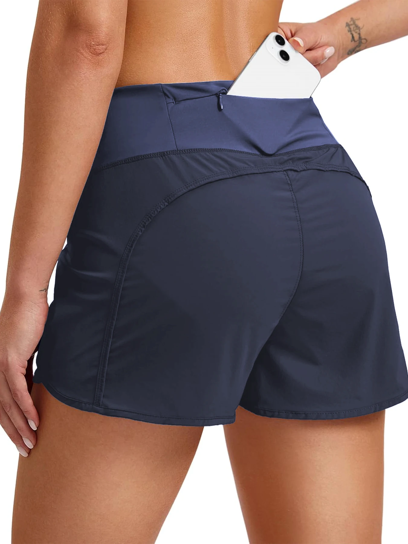 Women's Running Shorts with Stretch Lining 3" Women's Fitness Training Shorts with Cell Phone Pocket