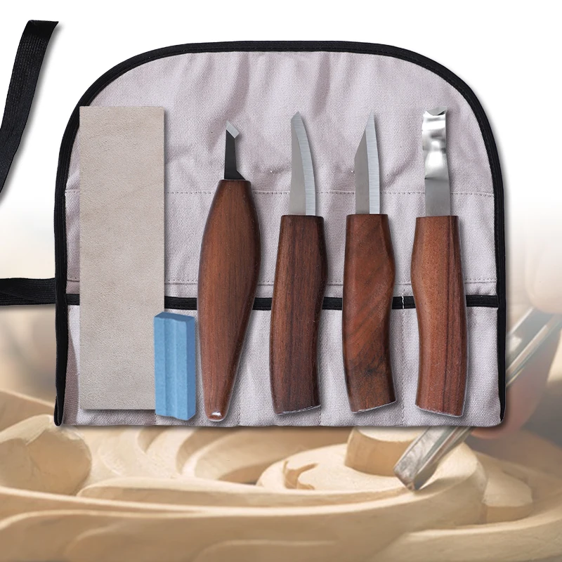

Wood Carving Kit Detail Wood Carving Knife Whittling Knife Wood Chisel Knife Mini Sharpener Double-sided Leather Strop & Bags