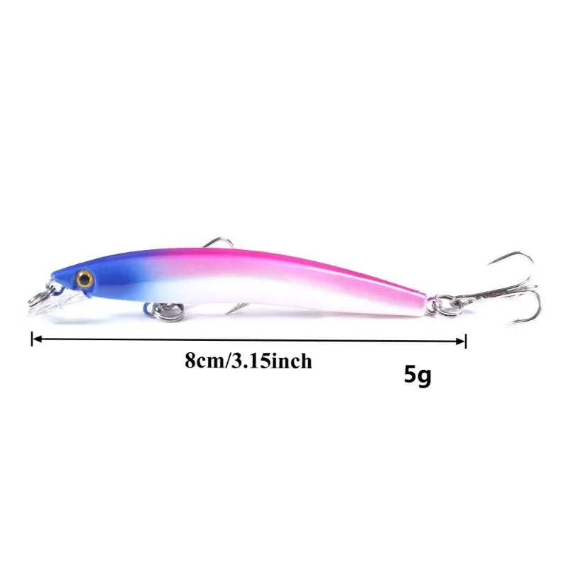 1PC/5pcs Minnow 8CM 5G Tackle Fishing Lure Baits With 2 Hooks Isca Artificial Hard Wobbler Lures Fishing Tackle