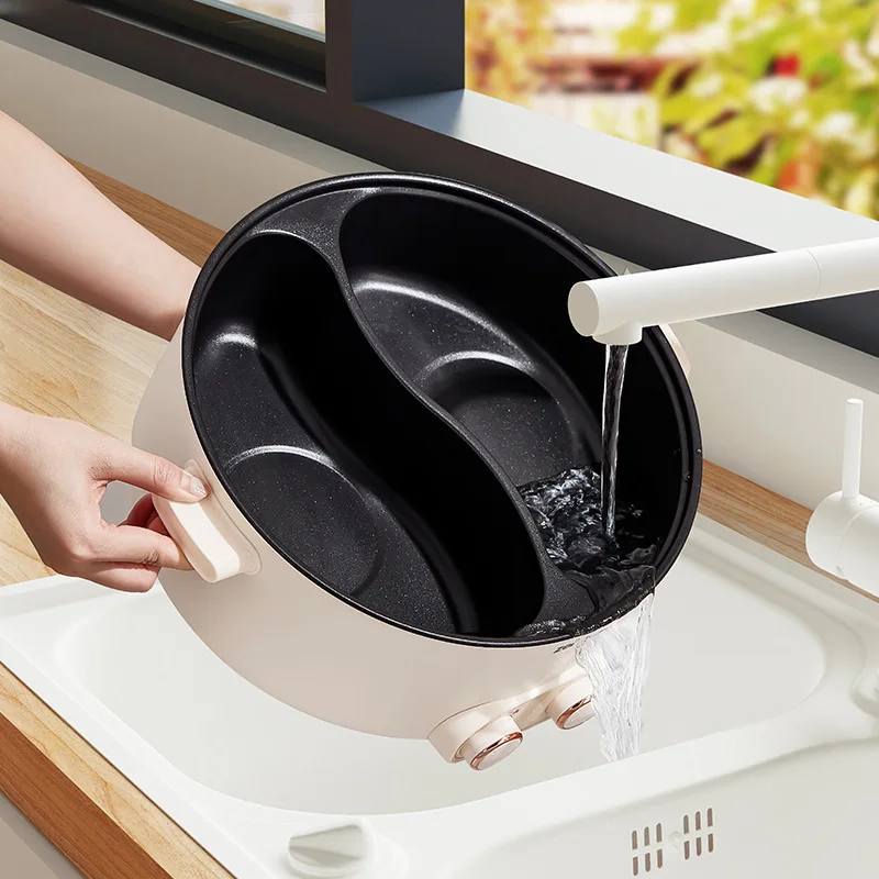Olla caliente eléctrica antiadherente para el hogar, 220V, 2 sabores, 5l