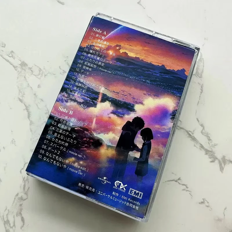 ماكوتو شينكاي اسمك أنيمي الموسيقى أشرطة كاسيت ميااميزو ميتسوها تاتشيبانا تاكي جمع صندوق المسارات الصوتية وكمان المشجعين هدية