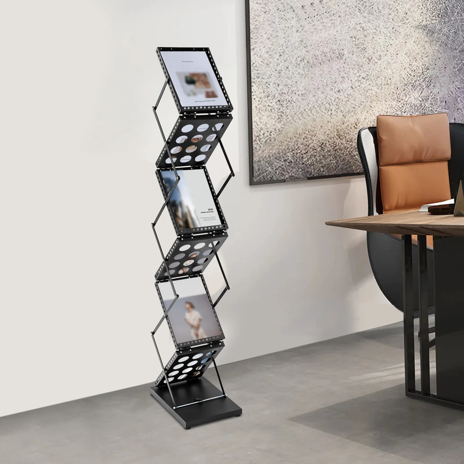 Broschürenständer, faltbarer Zeitschriftenständer mit 6 Fächern für Büros, Geschäfte, Empfangsbereiche, Salons, Ausstellungsräume