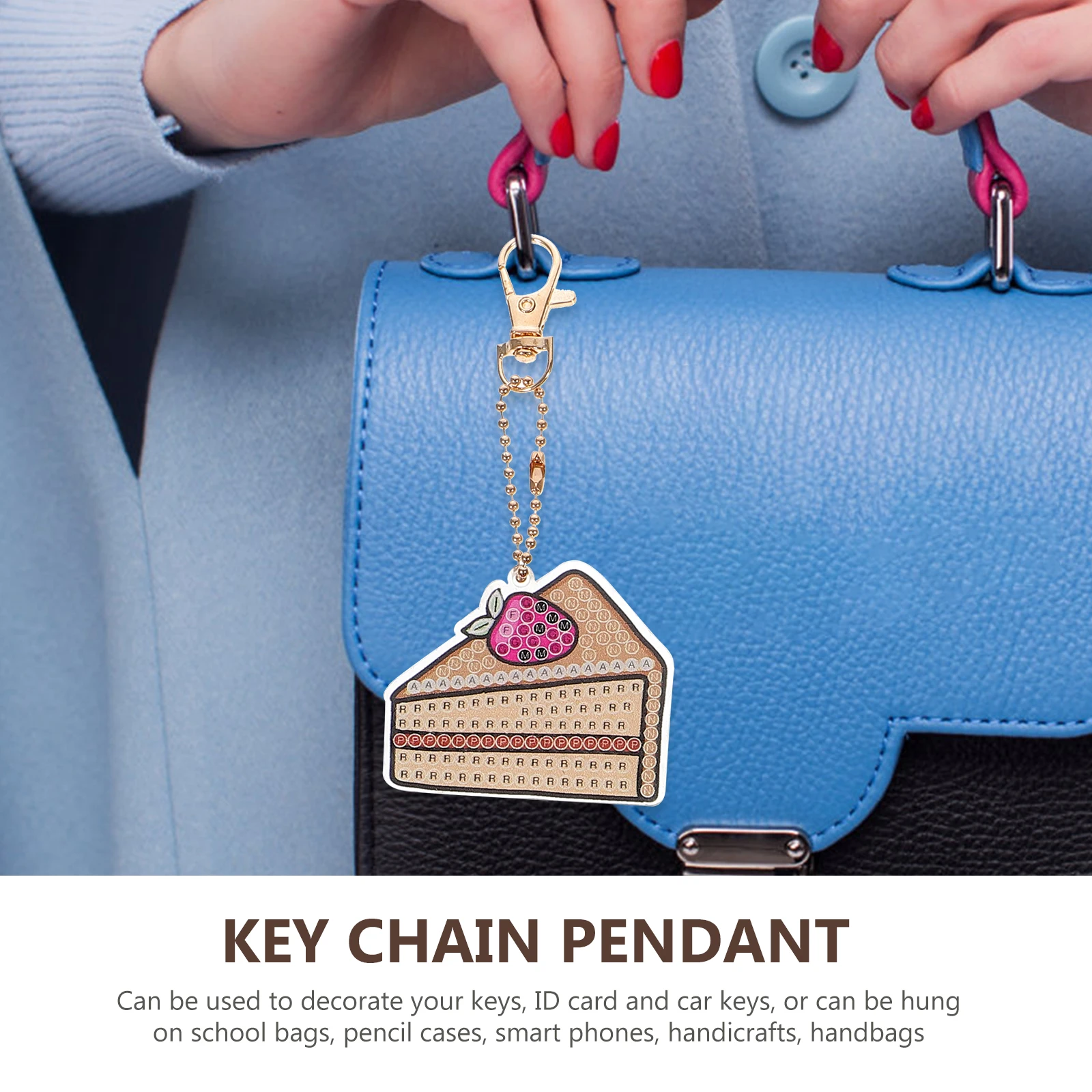 

1 Set Rhinestone Keychain Pendant Cute Key Ring Hanging Ornament Decorative Bag Charm Car Key Holder Diy Portable Accessories