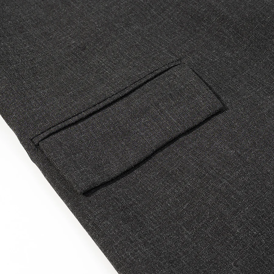 HH Damen Casual Asymmetrischer Dunkelgrauer Blazer Einknopf Langarm-Jacke Mäntel 2026 Trend Vintage Einfarbige Büro-Blazer – Detail 7