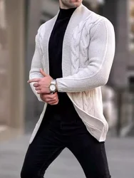 2024 Autumn Men Casual Fashion Cardigan Sweater Elegant Solid Color Knit Coat Hombre Tops Male All-match Outwear Men's Clothing
