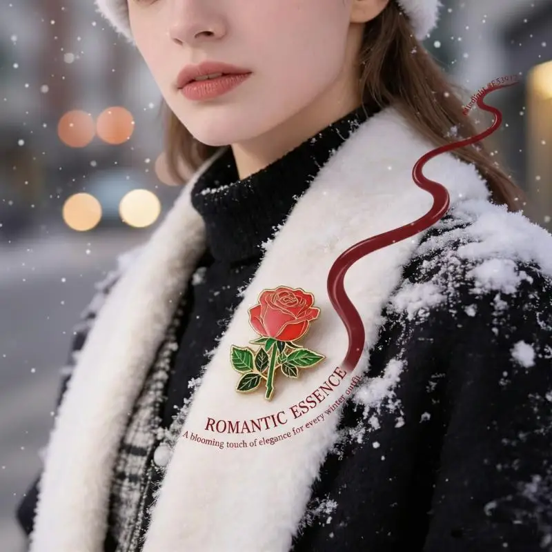 Fashion Rose Flower Brooches Pin For Women Clothing Coat Jewelry Accessries Gifts
