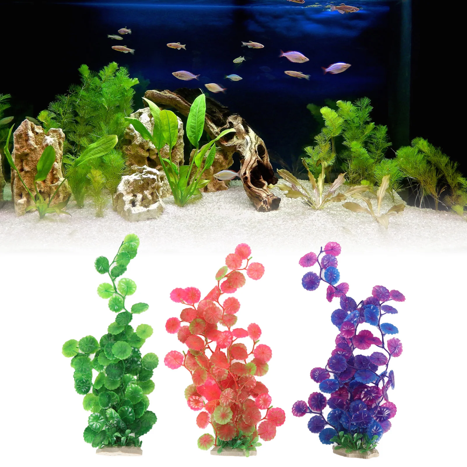 3pcs/set Simulated Aquarium Plants Soft Safety Plastic Fish Tank Plants Decoration Lifelike Vibrant Colors Fake Plants Ornament