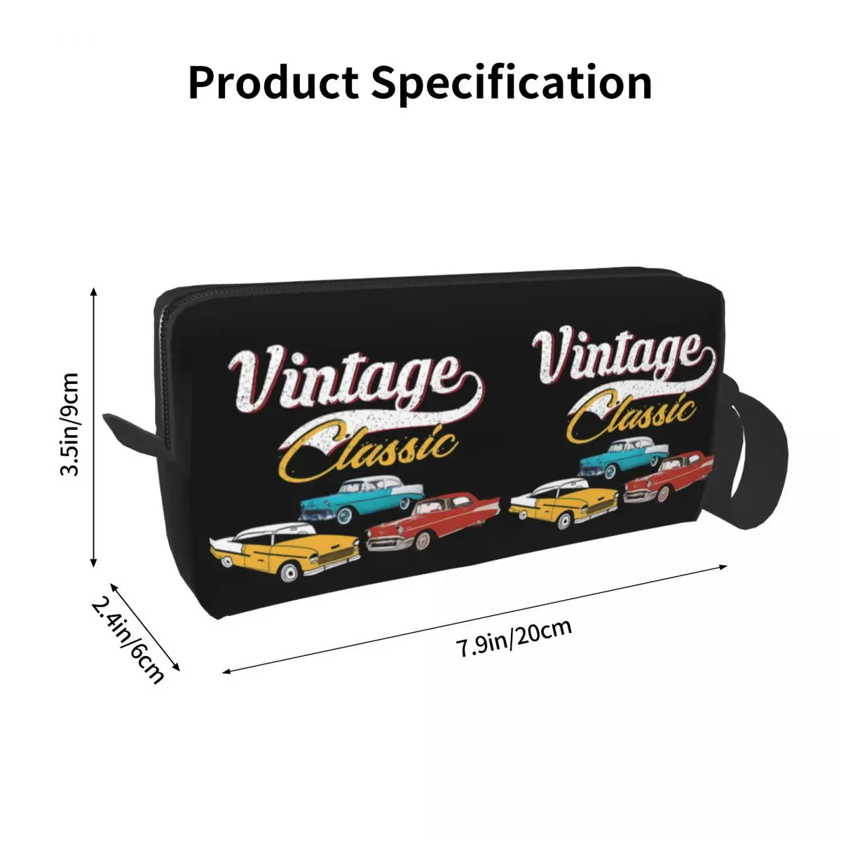 Vintage Classic Chevy Car Makeup Bag Cosmetic Organizer Storage Dopp Kit Toiletry Cosmetic Bag Women Beauty Travel Pencil Case