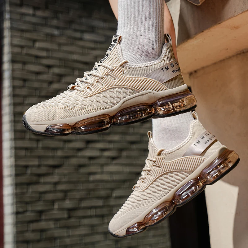 أحذية رياضية رجالية فاخرة كاجوال قابلة للتنفس، أحذية رياضية بدون كعب أنيقة للرجال