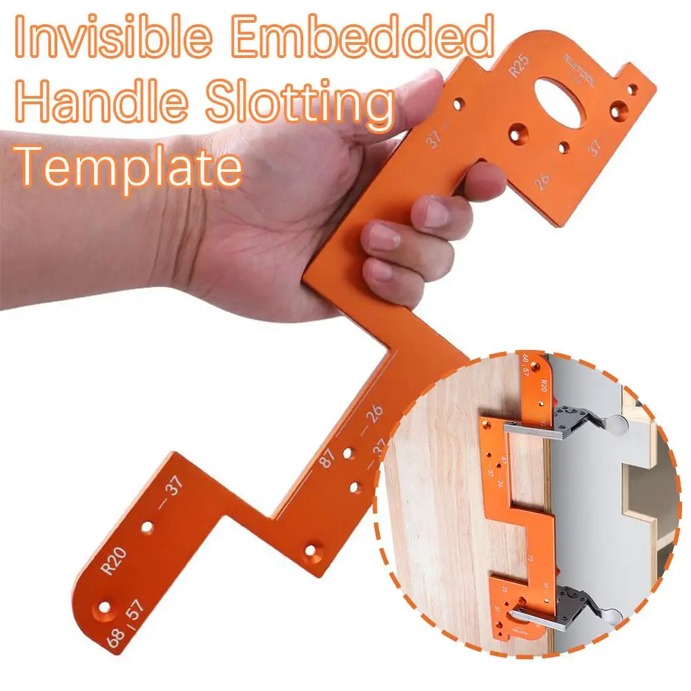 Imagem -03 - Incorporado Handle Slotting Template For Wardrobe Porta da Cozinha Carpintaria Invisível Ferramenta Posicionamento Auxiliar