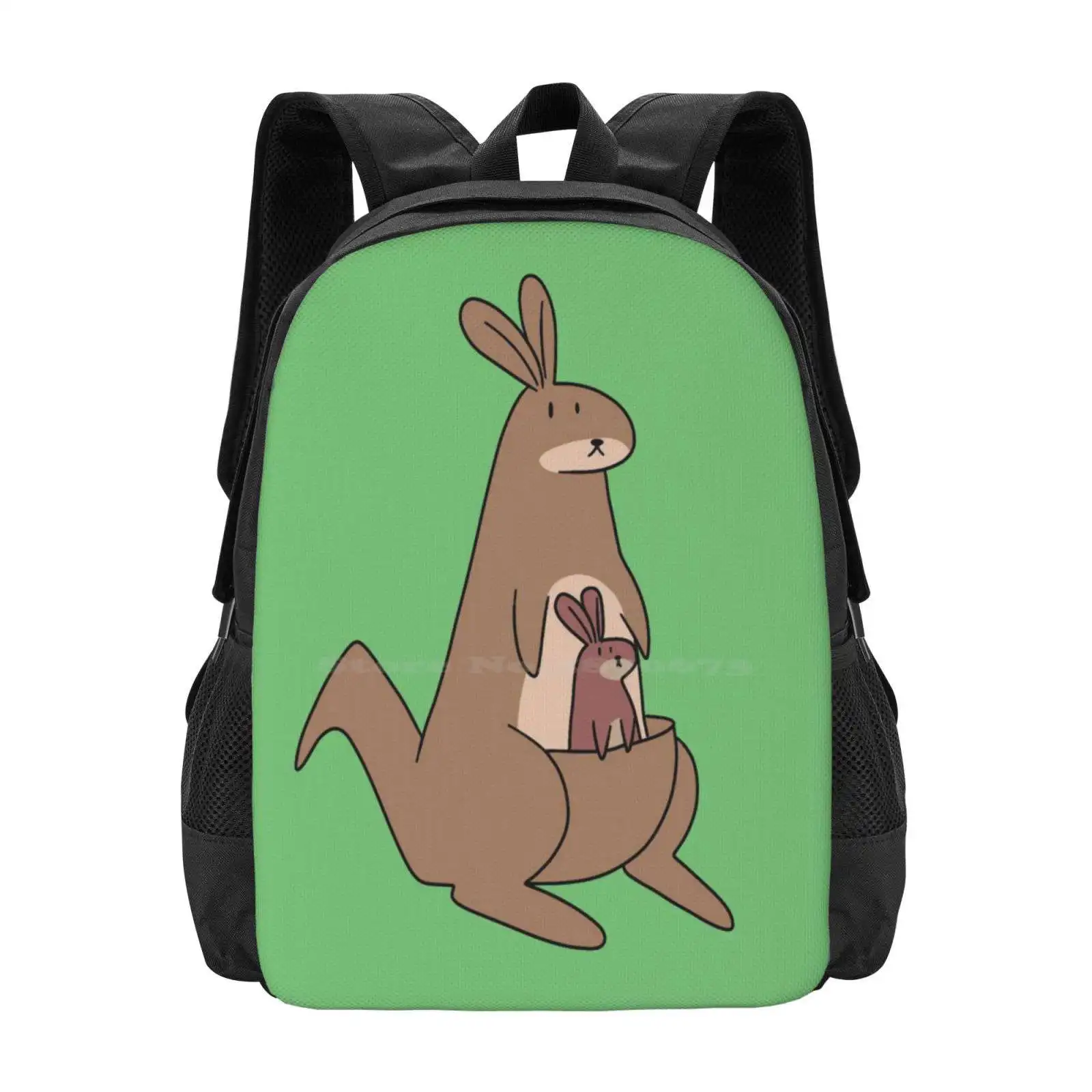 Mama And Baby Kangaroo Large Capacity School Backpack Laptop Bags Kangaroos Mamas Mothers Moms Babies Marsupials Safari Zoo