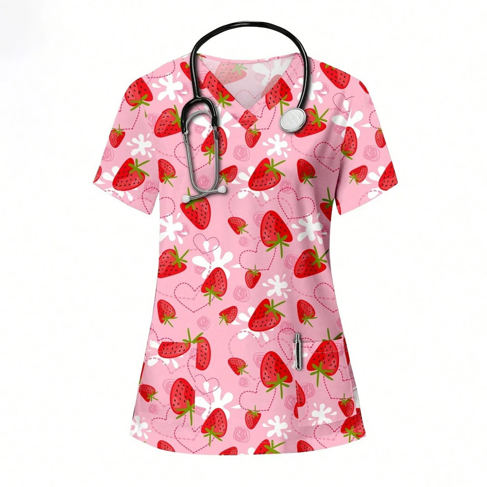 New Hospital T-Shirt Casual Short Sleeve Pet Doctor Workwear Medical Scrubs Nursing Uniform Surgical Top Pharmacy Work Clothing