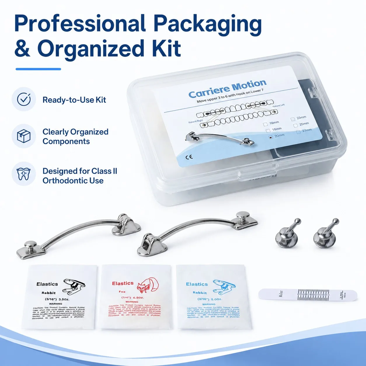 Dental Orthodontic Class II Appliance with Lingual Button Elastic Tie Dental Ortho Class II Distalizers 18/20/23/25mm CE