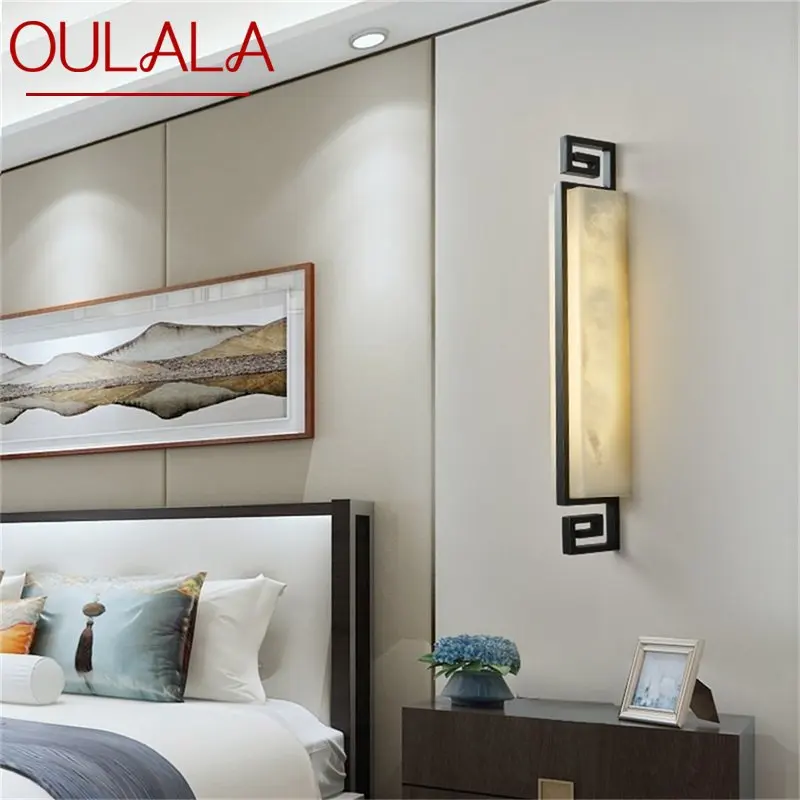 OULALA Copper Indoor Sconce Lights Modern Luxury Dolomite LED Wall Lamp Design Balcony For Home Corridor