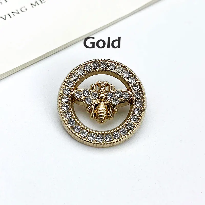 10pcs/Lot Dia 15/18/23mm Rhinestone Buttons For Clothing Blouse Fashion Luxury Bee Sewing Button Handmade DIY Metal Materials Ne