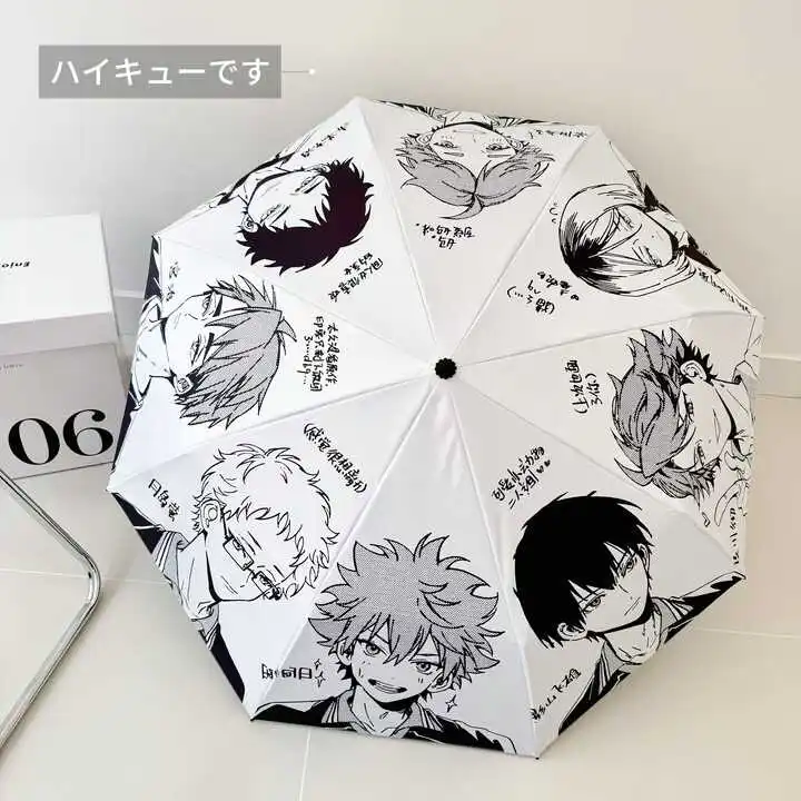 

Anime Haikyuu!! Cosplay Cartoon Cute Sunshade Windproof Sunscreen Fold Full-automatic Umbrella Birthday Xmas Gift Send Friend