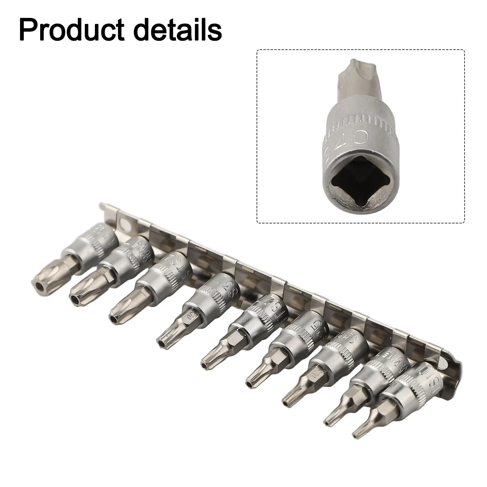 9pcs 5 Point Star Torx Screwdriver Bit Set 1/4 Inch Drive Pentalobe TS10 TS15 TS20 TS25 TS27 TS30 TS40 TS45 TS50
