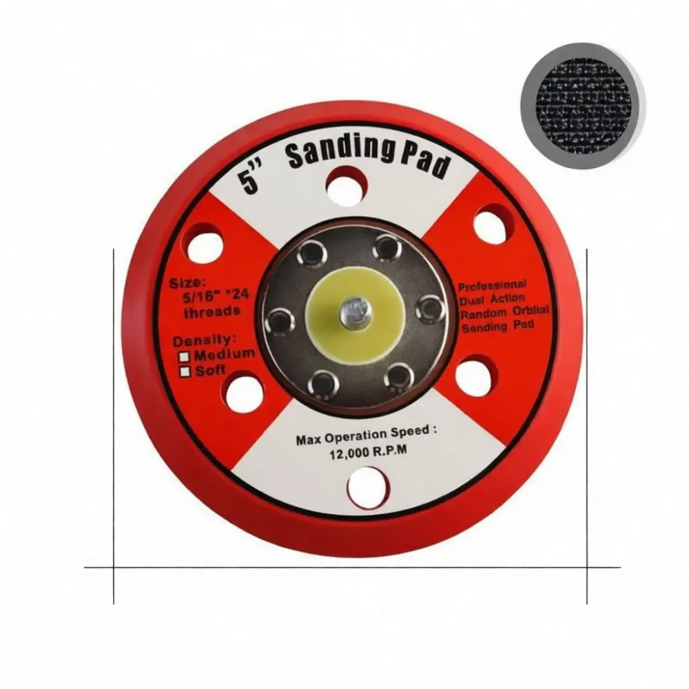 Hook And Loop Backing Plate For Qlima 5 Inch Pneumatic Sander Accessory Flocked Sanding Disc Replacement Self Adhesive Polisher
