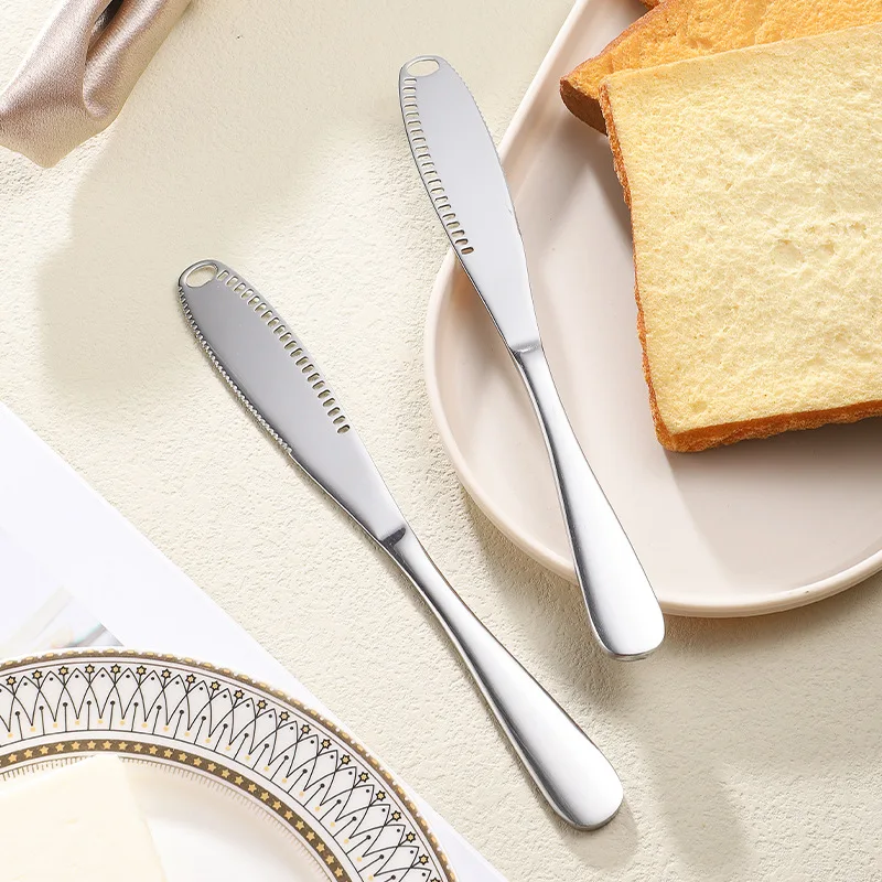 1pcs Stainless Steel Cheese And Butter Knife With Holes, Cream Spreading Knife, Bread Jam Scraper, Cheese And Butter Cutter