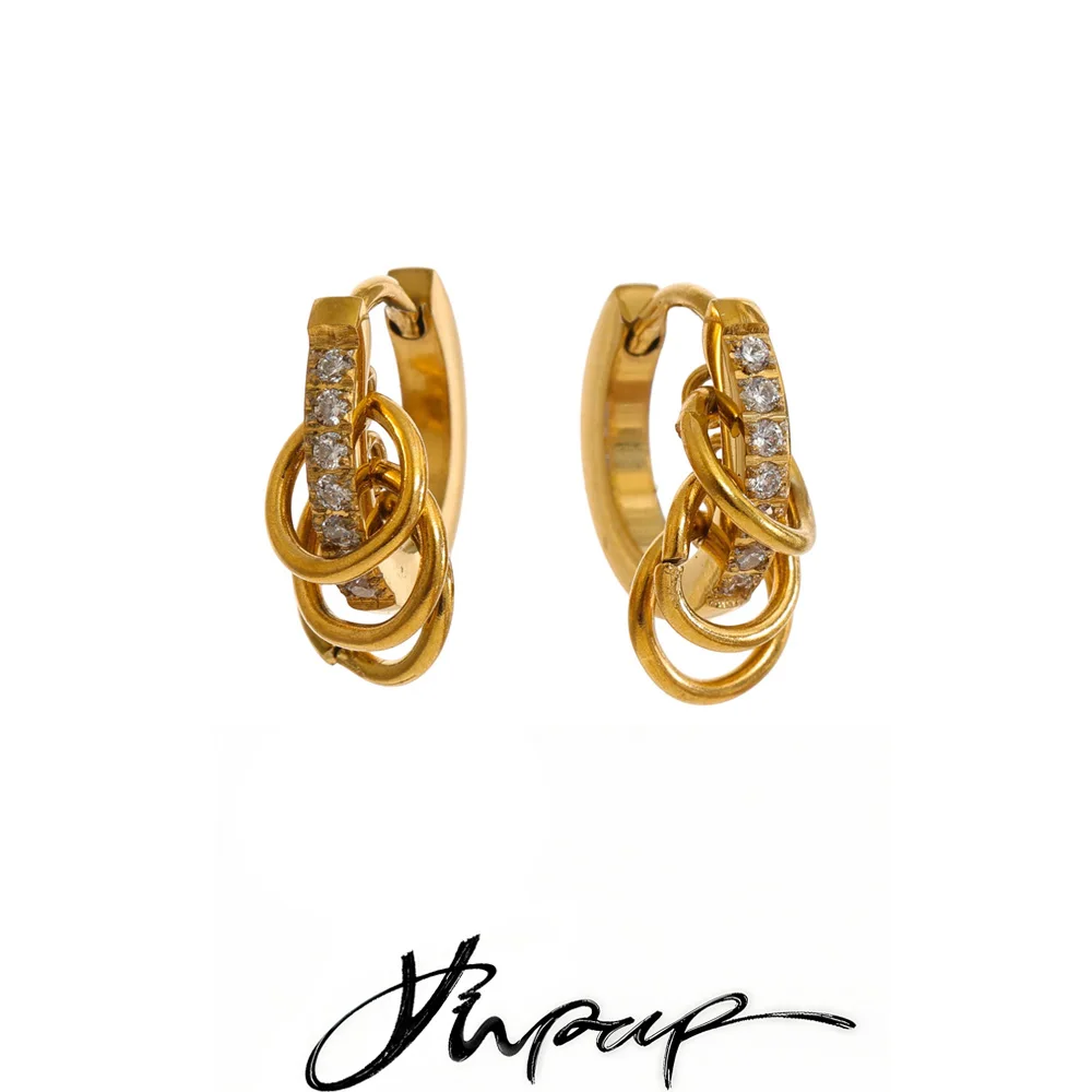 Yhpup 2026 Edelstahl Zirkonia Runde Tropfenohrringe Stilvolle Einzigartige Kreativität Exquisiter Täglicher Schmuck Accessoires