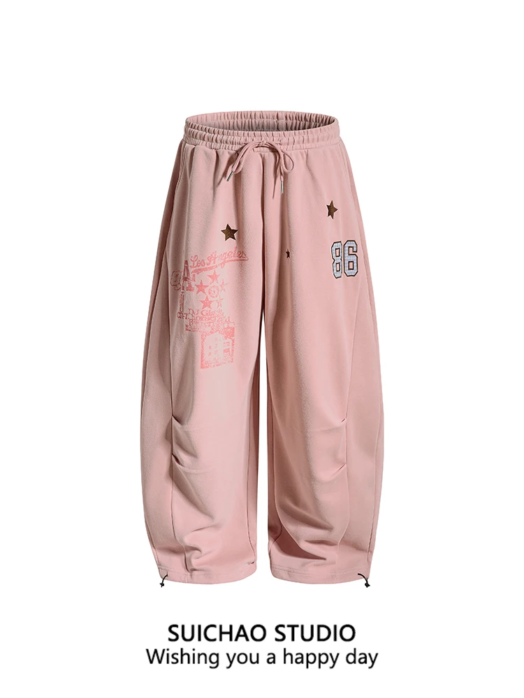 

Suichao American Retro Sle Casual Pants Asymmetrical Loose Sports Women's Trousers Spring Faion Casual Long Cotton Pants