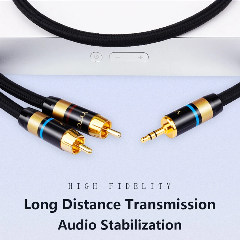 RCA Cable HiFi Stereo 3.5 To 2 RCA Cable AUX Audio Cable 3.5 Mm Male Adapter Splitter For TV Box Apple Tv Speaker Wire Cord view 6