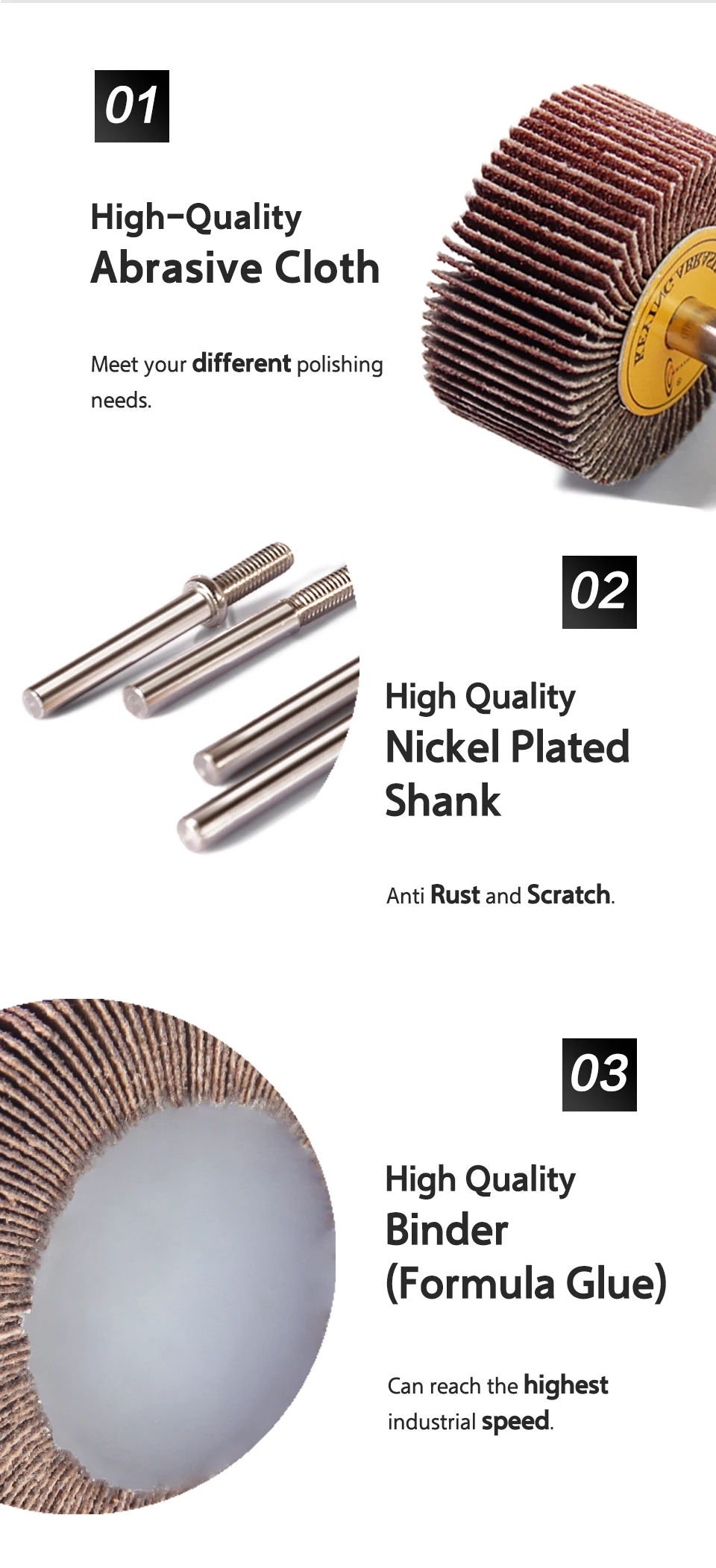 10x10mm Mini-Schleifscheibe aus Schmirgelleinen, rotierende Polierscheibe, Set 80/120 # für Dremel-Rotationswerkzeug – Detail 3