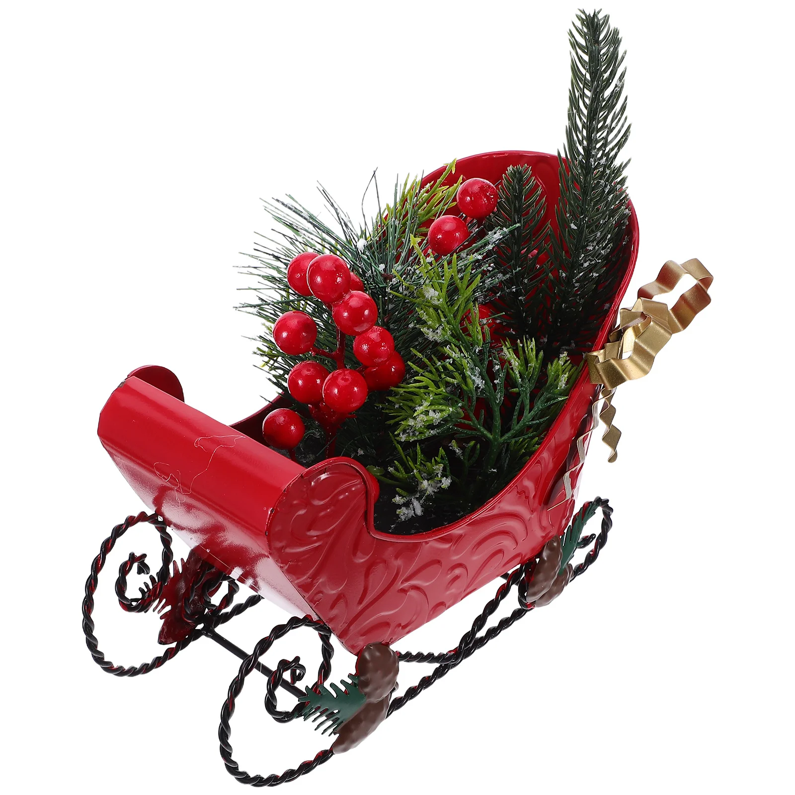 

Christmas Sleigh Red Metal Holiday Sled Decoration Vintage Tabletop Ornament Small Sled For Shelf Desk Home Office Decor