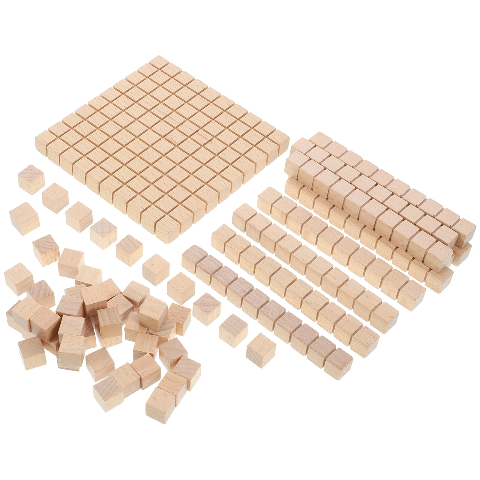 

61 Pcs Three Stages Teaching Aids Math Building Block Model Student Blocks Wood Pupil Operation Cube Manipulatives