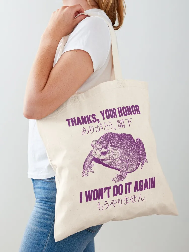 I Won't Do It Again Frog Tote Bag personalized tote reusable shopping bags Canvas Tote Bag