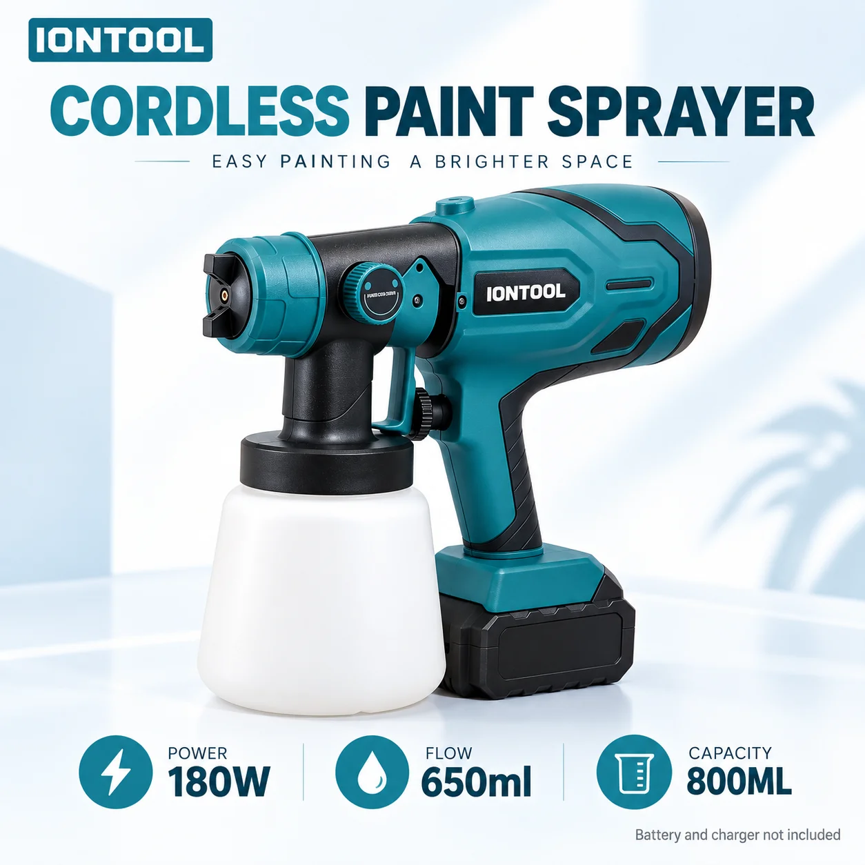 iontool-180w-軽量コードレススプレーガン、簡単清掃機能付き、クラフトペイントや精密塗装用ワークショップツール