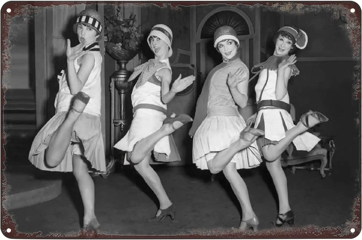 Vintage Metal Signs - 1920s Flapper Girls Charleston Dancing Tin Sign Poster Wall Art Decor Plaque for Home Bar Pub Club Ca sign