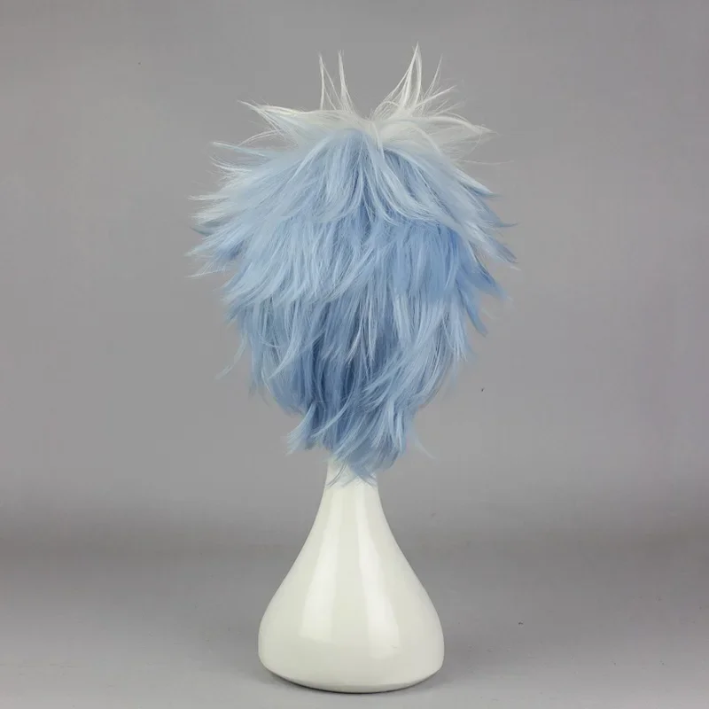 Peluca de Anime Gintama Sakata Gintoki, disfraz de Cosplay, alma plateada, pelo corto para hombres y mujeres, pelucas para fiesta de Halloween + redecilla