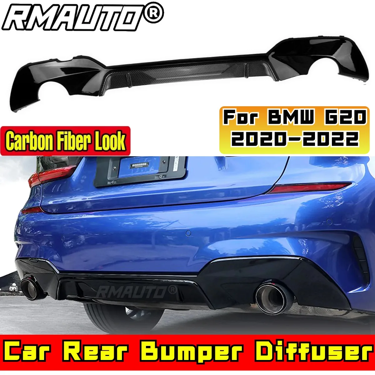 

BMW G20 Rear Bumper Lip Carbon Fiber Look Sport Style Car Rear Bumper Splitter Body Kit For BMW G20 2020-2022 Car Accessories