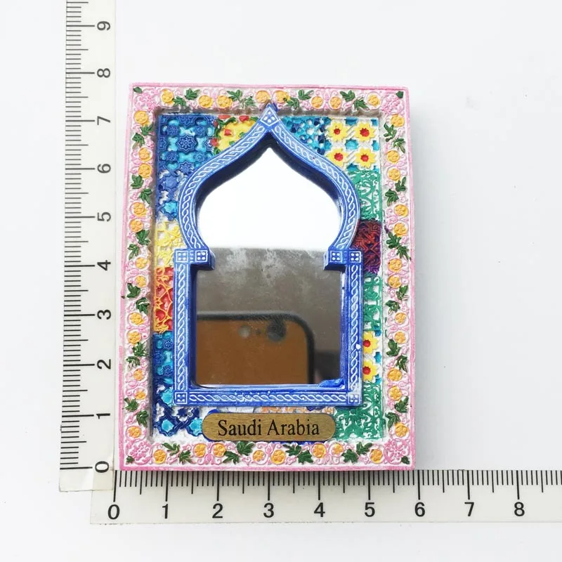 

Saudi Arabian style carved mirror frame Fridge Magnet resin decoration tourist souvenir message stickers handicrafts