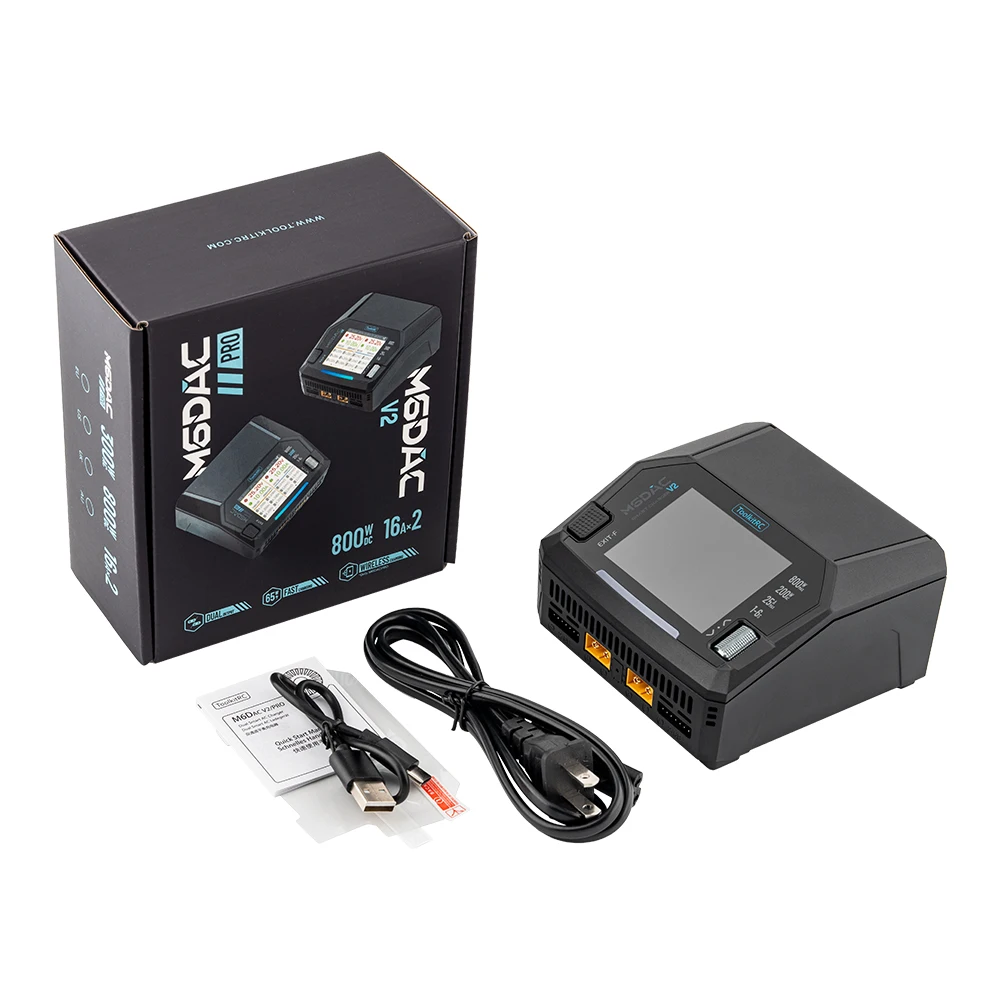 

ToolkitRC M6DAC PRO M6DAC V2 18A AC200-300W DC800W Charger IPS 2.8" LCD 320x240px for 1-6S LiPo LiHV LiFe Lilon LTO 1-16S NiMH