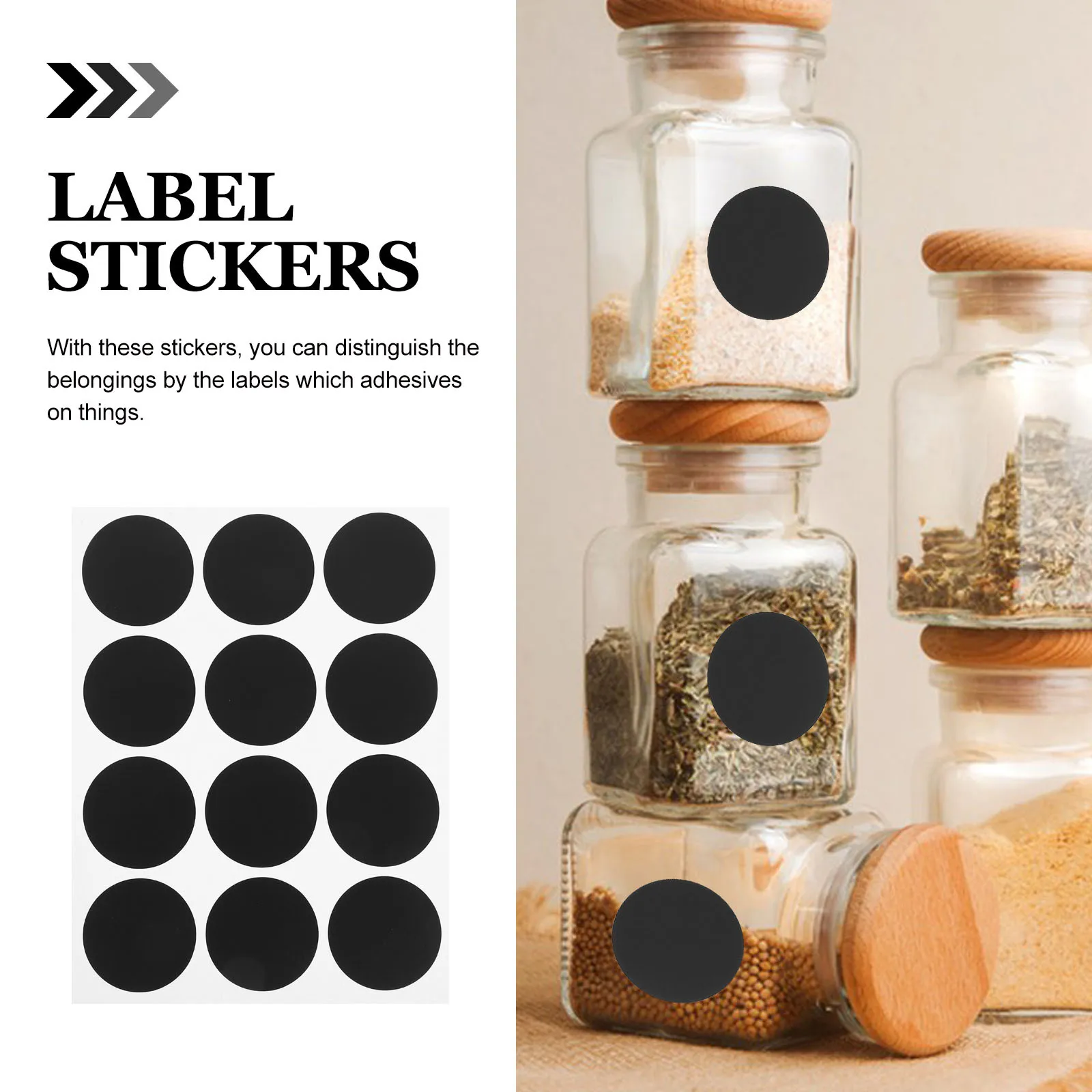 240Pcs Spice Jar Label Stickers Waterproof Reusable Round Label Decals for Bottles Containers Kitchen Organization Teaching Aids
