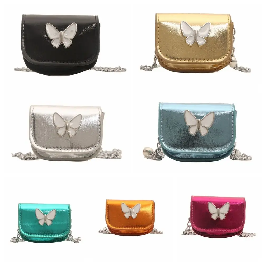 Women Korean Style Chain Crossbody Bag Small Bag Butterfly Coin Purse Mini Messenger Bag Silver Lipstick Bag Women