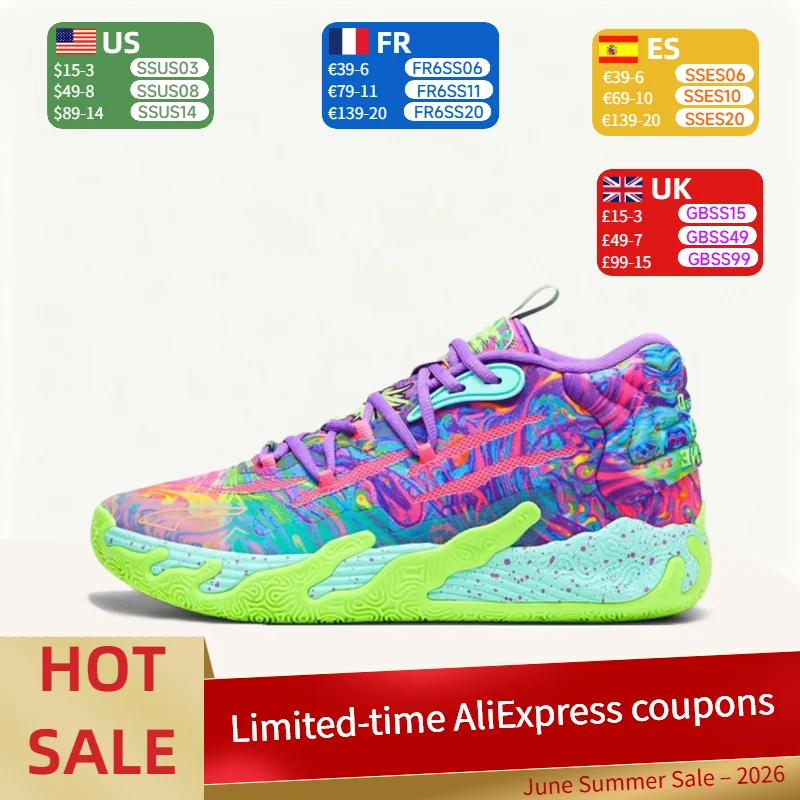 

Puma MB.03 Outdoor Sports Comfortable,Cushioned,Non-Slip,Durable,Supportive Mid-Top Basketball Shoes (Unisex) - Purple 379899-01