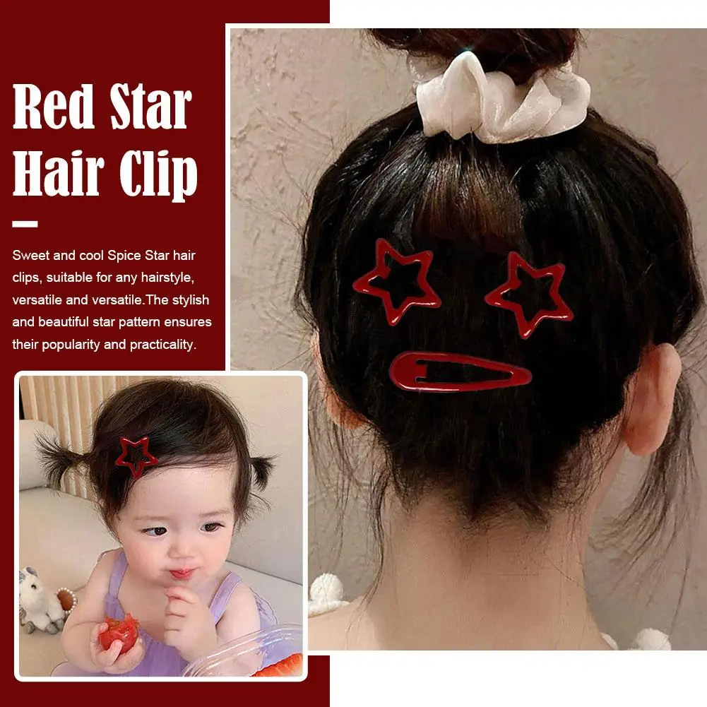 Red Star Hair Clips For Girls Waterdrop Mini Star Hairpins Barrettes For Women Girls Kids Hair Styling Clips Hair Accessorie