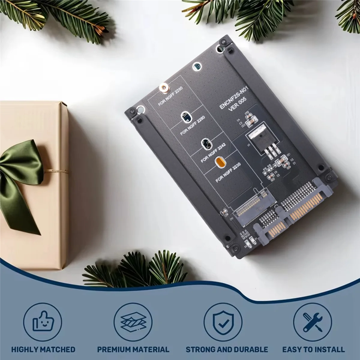 AAM-Black Case CY B+M Sockel 2 M.2 NGFF (SATA) SSD auf 2,5 SATA Adapter für 2230/2242/2260/2280 mm M2 SSD