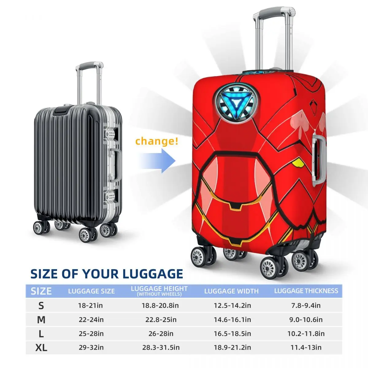 Custom Iron Man 3D Print Suitcase Cover Holiday Anime Manga Practical Luggage Supplies Business Protector