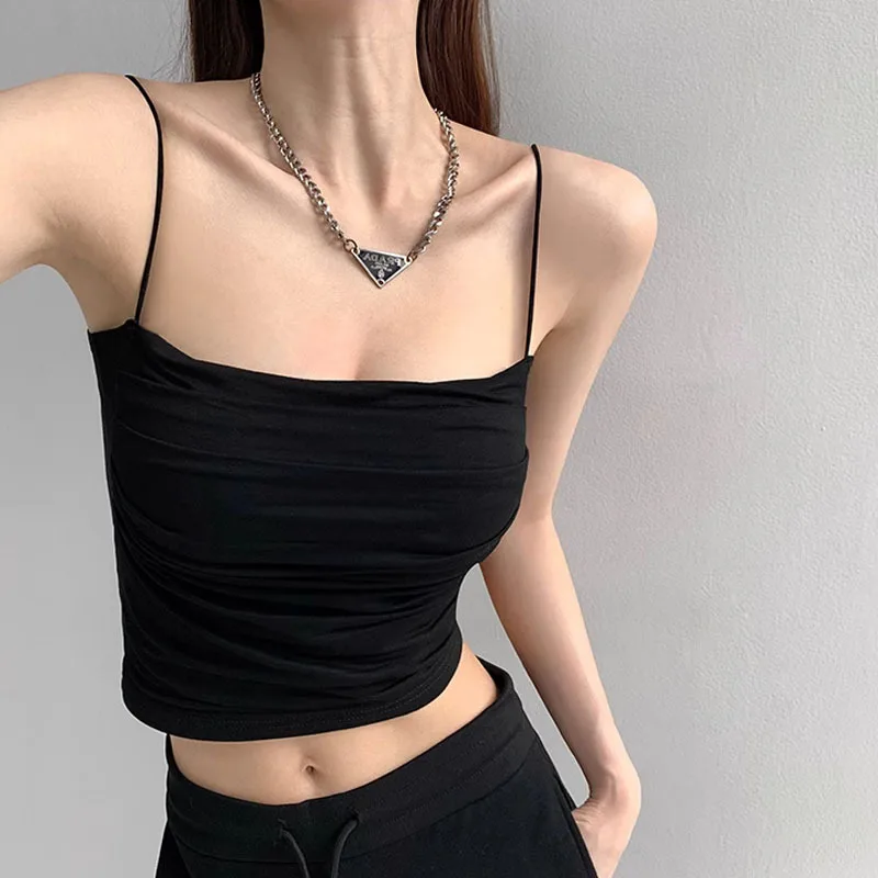 Women Tank Tops Spaghetti Strap Camisole Solid Color Push Up Padded Tank Top with Cups Girls Sports Vest Tops Summer Camis