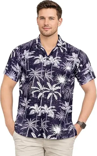 Men's Hawaiian Short Sleeve Shirt Gradient Sunset Coconut Tree Seaside Landscape Print Vintage Casual Summer Beach Daily Top
