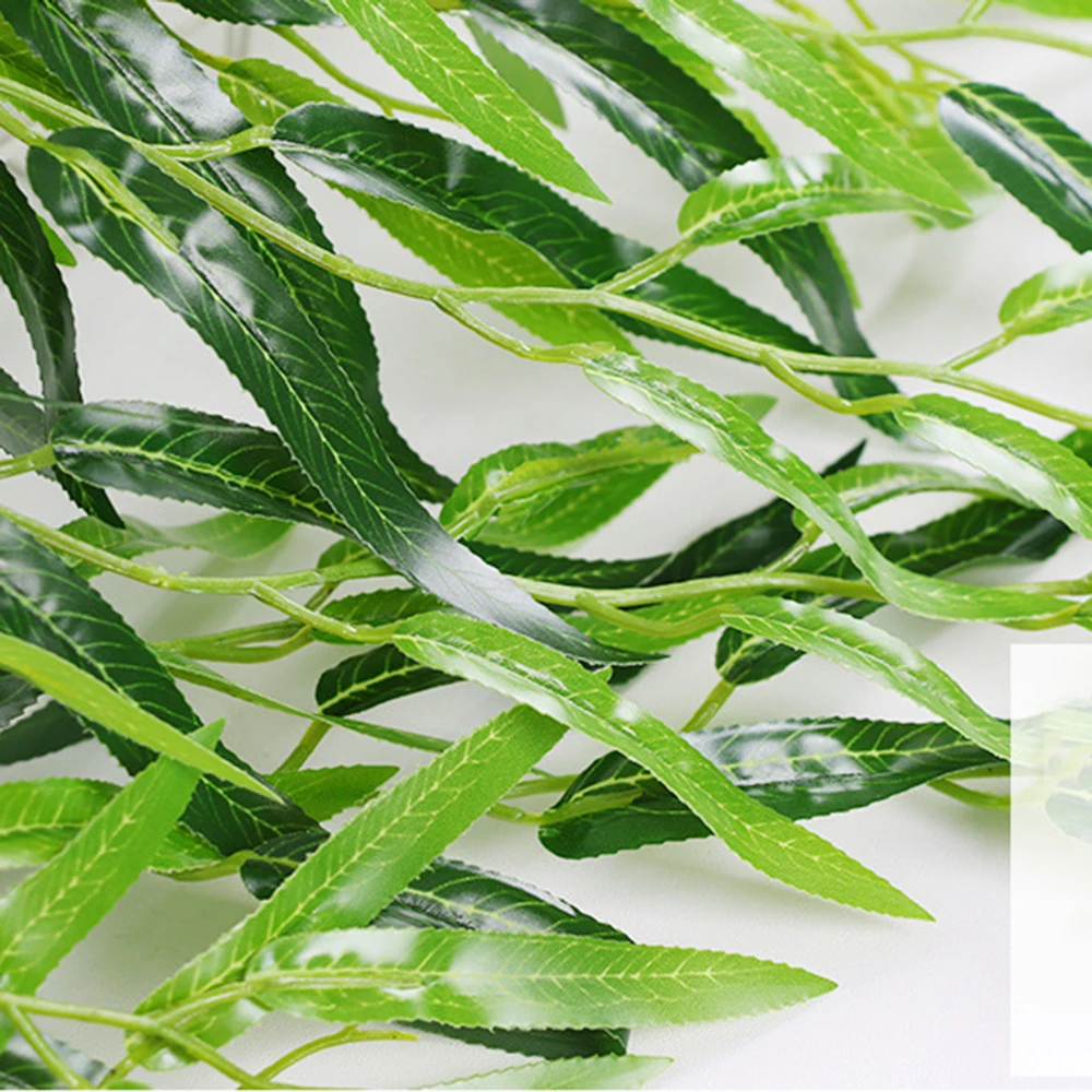 For Leaf Focused Fake Vine Mimicking Weeping Willow Drapery for Softening Architectural Lines in Living Dining and Work Areas