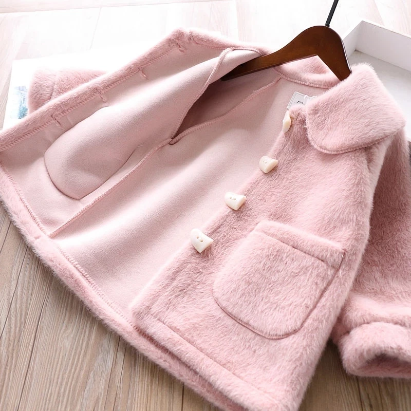 3 4 6 8 10 Years Girls Jacket Autumn Winter Warm Faux Fur Coat For Girls Christmas Princess Outwear Cute Plush Children Clothing