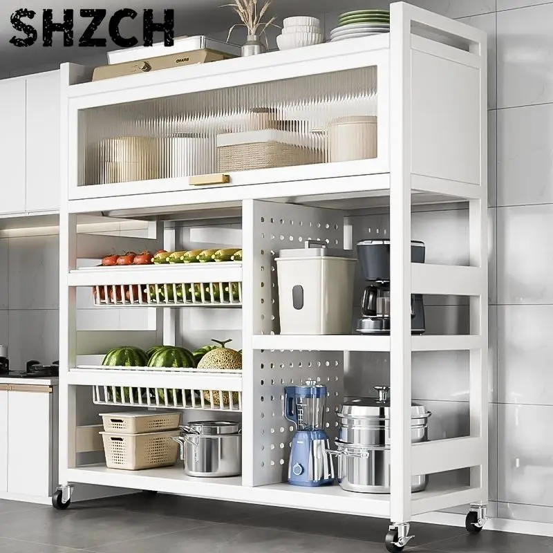 Multi-functional Vegetable Baskets Kitchen Shelves Househol/d Mobile Landing Storage Rack Microwave Oven Storage